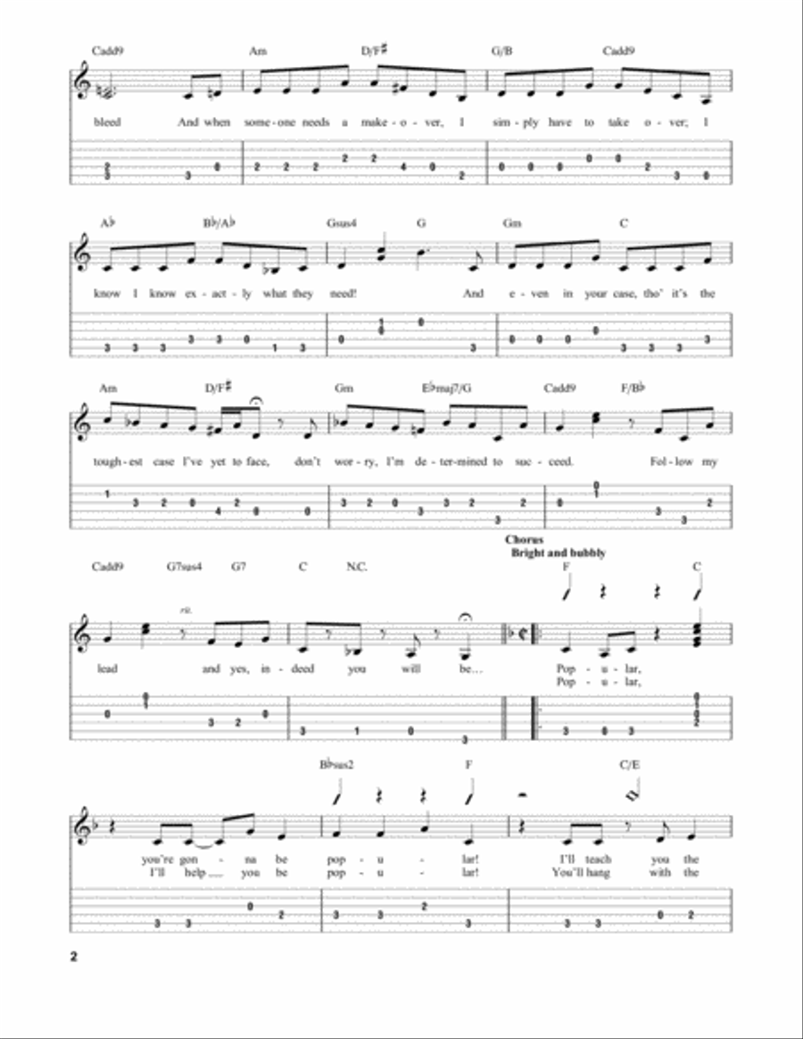 Popular (from Wicked) Guitar Tablature scores gallery preview page 2