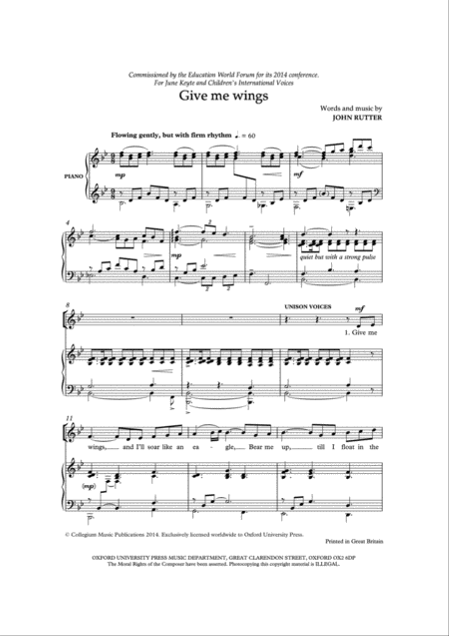 Give me wings Children's Choir scores gallery preview page 2