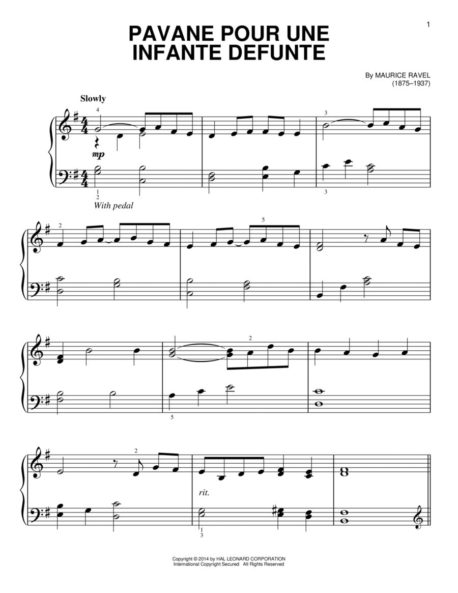 Ravel pavane pour une infante defunte piano top
