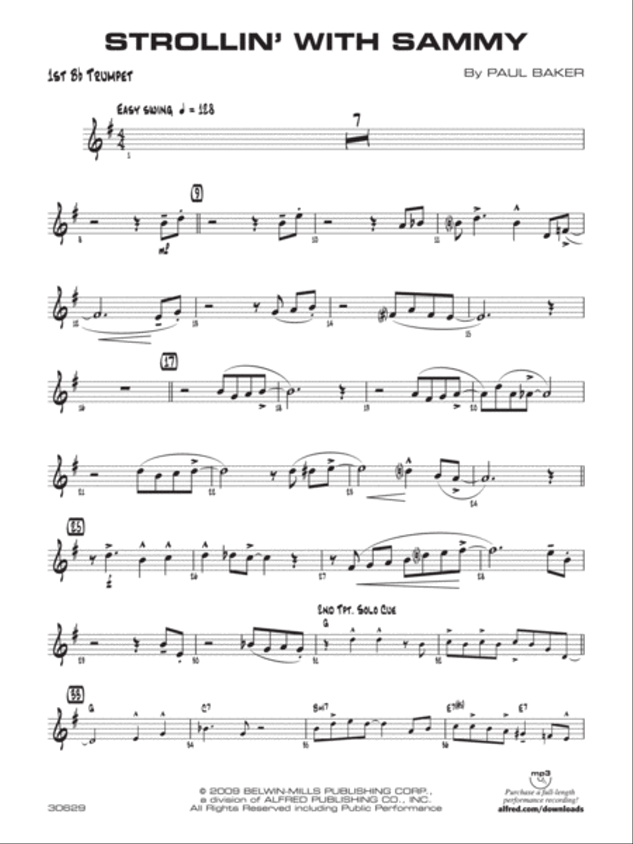 Strollin' with Sammy: 1st B-flat Trumpet Jazz Ensemble scores gallery preview page 1