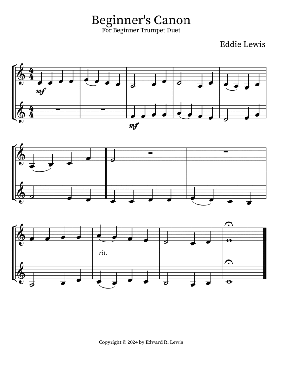Beginner's Canon Score and Parts scores gallery preview page 1