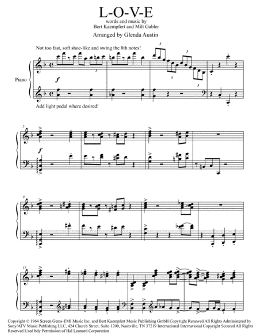 L-O-V-E Piano Solo scores gallery preview page 2