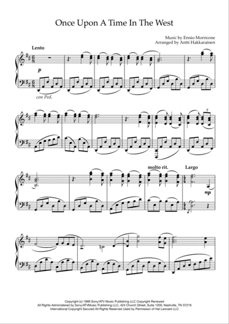 Once Upon A Time In The West from the Paramount Picture ONCE UPON A TIME IN THE WEST Piano Solo scores gallery preview page 2