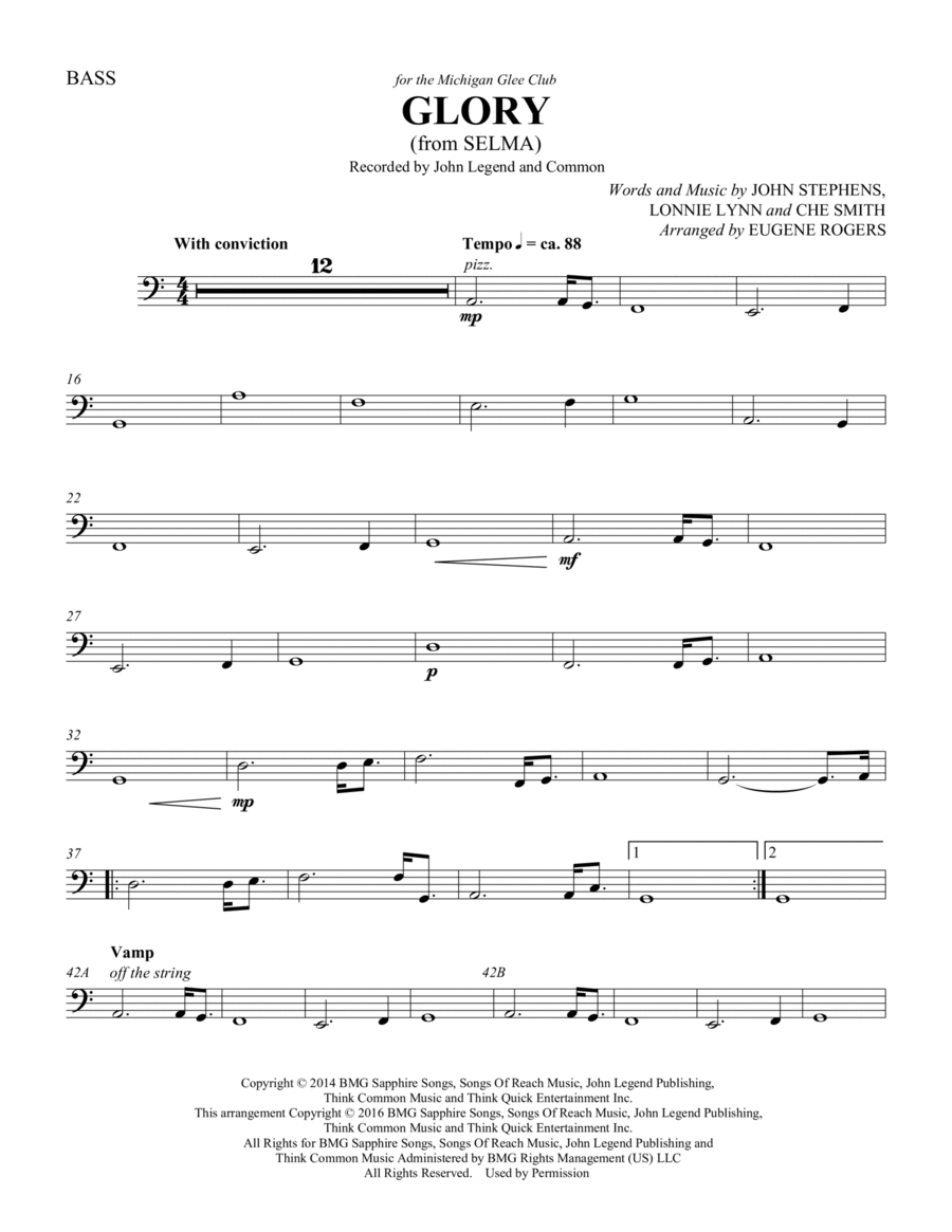 Glory (from Selma) (arr. Eugene Rogers) - Double Bass