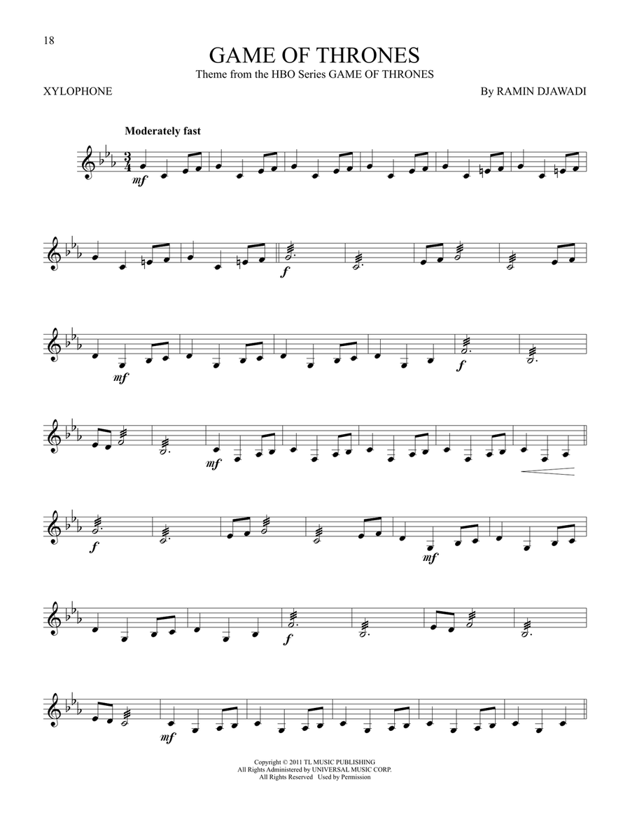 Game Of Thrones Game Of Thrones Percussion scores gallery preview page 1