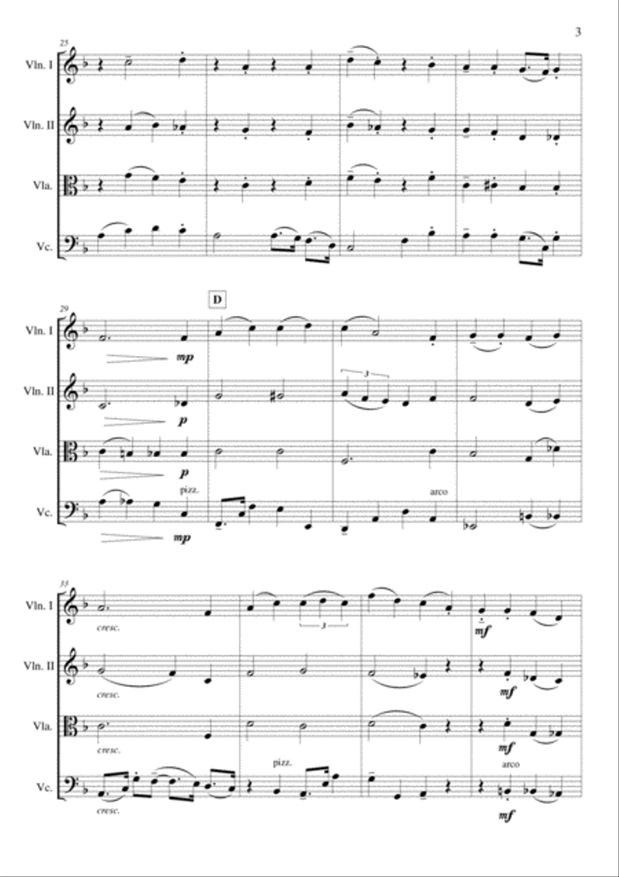 Go Tell it on the Mountain String Quartet scores gallery preview page 3