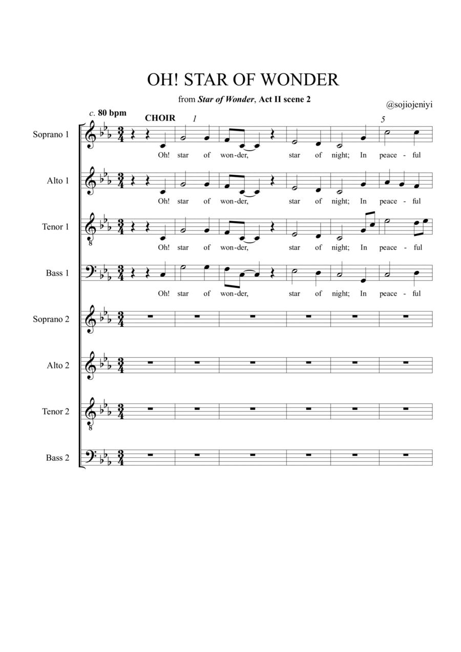 Oh Star of Wonder 4-Part scores gallery preview page 1
