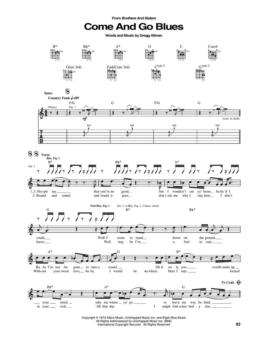 Come And Go Blues Come And Go Blues Acoustic Guitar scores gallery preview page 1