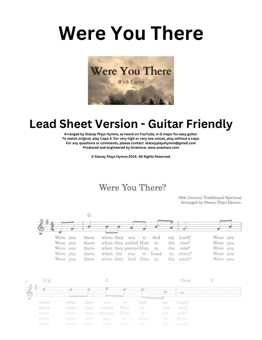 Were You There When They Crucified My Lord? [Guitar Chord Version] Guitar scores gallery preview page 1