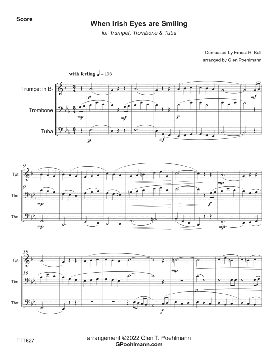WHEN IRISH EYES ARE SMILING Brass Ensemble scores gallery preview page 1