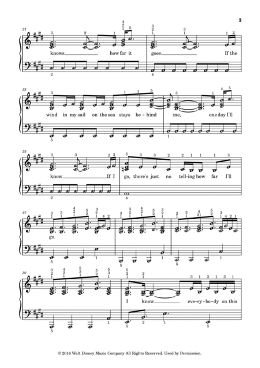 How Far I'll Go Easy Piano scores gallery preview page 3
