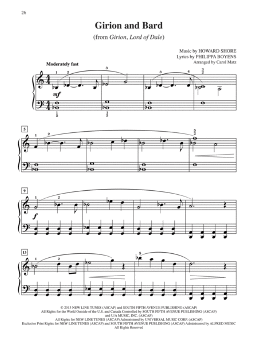 Girion and Bard (from The Hobbit: The Desolation of Smaug) Easy Piano scores gallery preview page 1