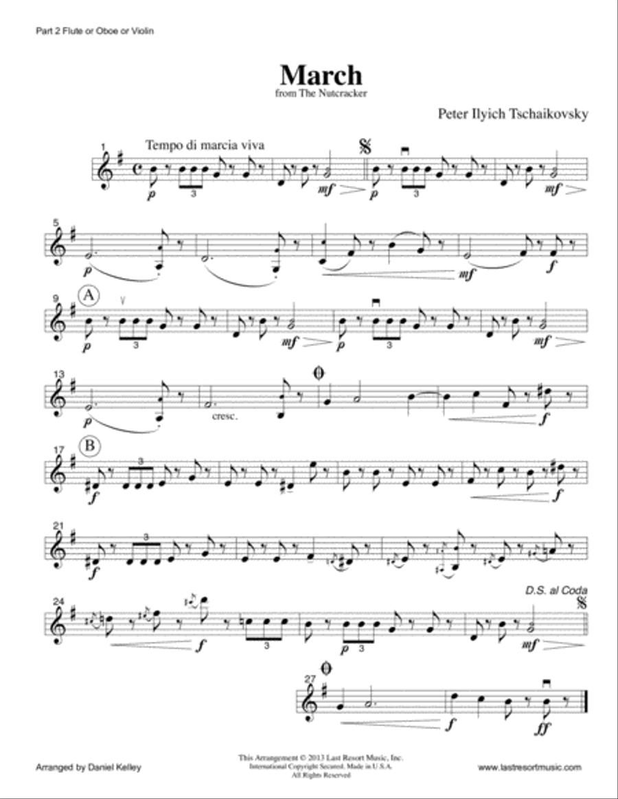 March from The Nutcracker for Double Reed Trio (Two Oboes & English Horn or French Horn)