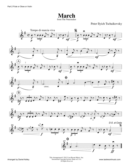 March from The Nutcracker for Double Reed Trio (Two Oboes & English Horn or French Horn)