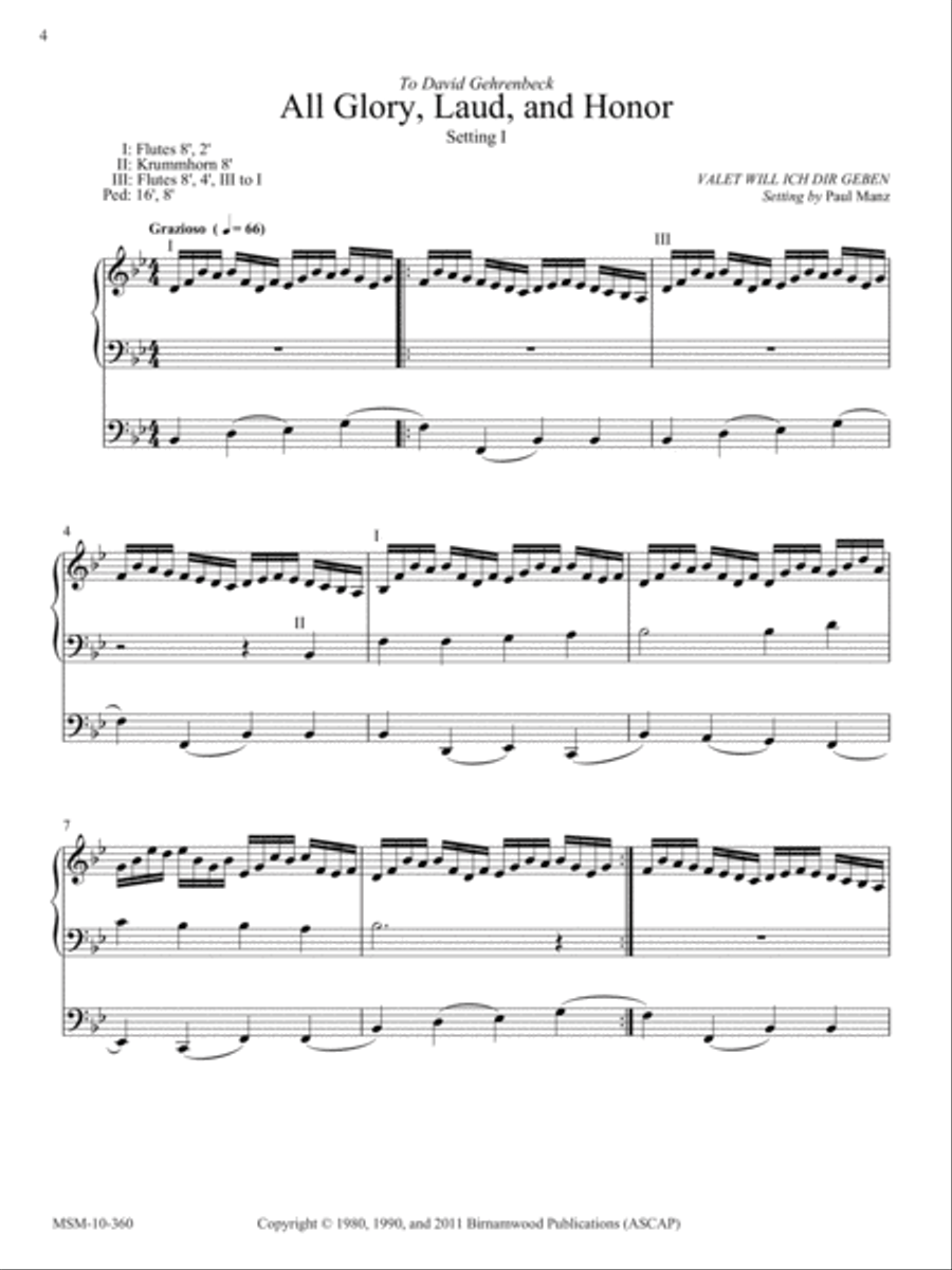 All Glory, Laud, and Honor (Setting I) Organ scores gallery preview page 1