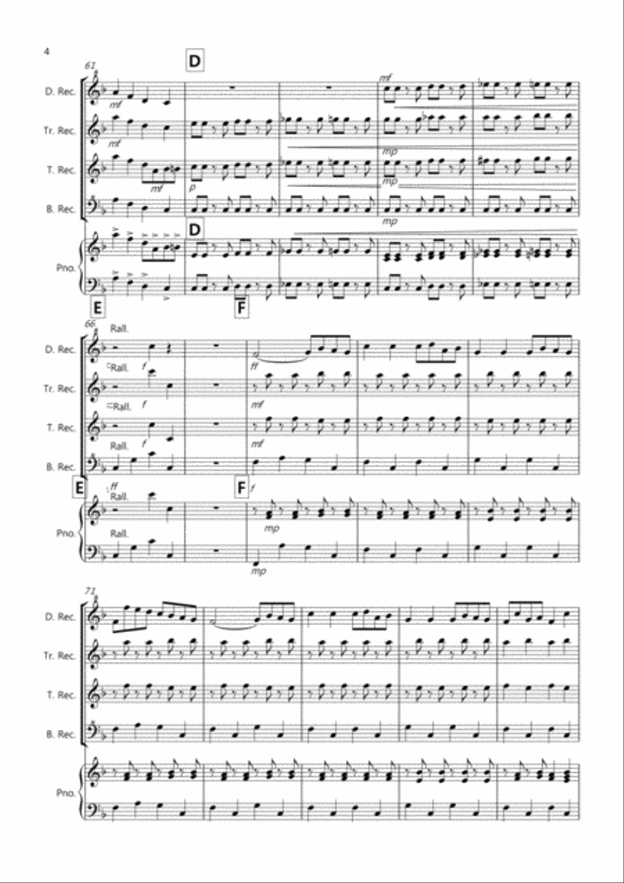 2 Classical Favourites for Recorder Quartet (volume two) Recorder scores gallery preview page 4