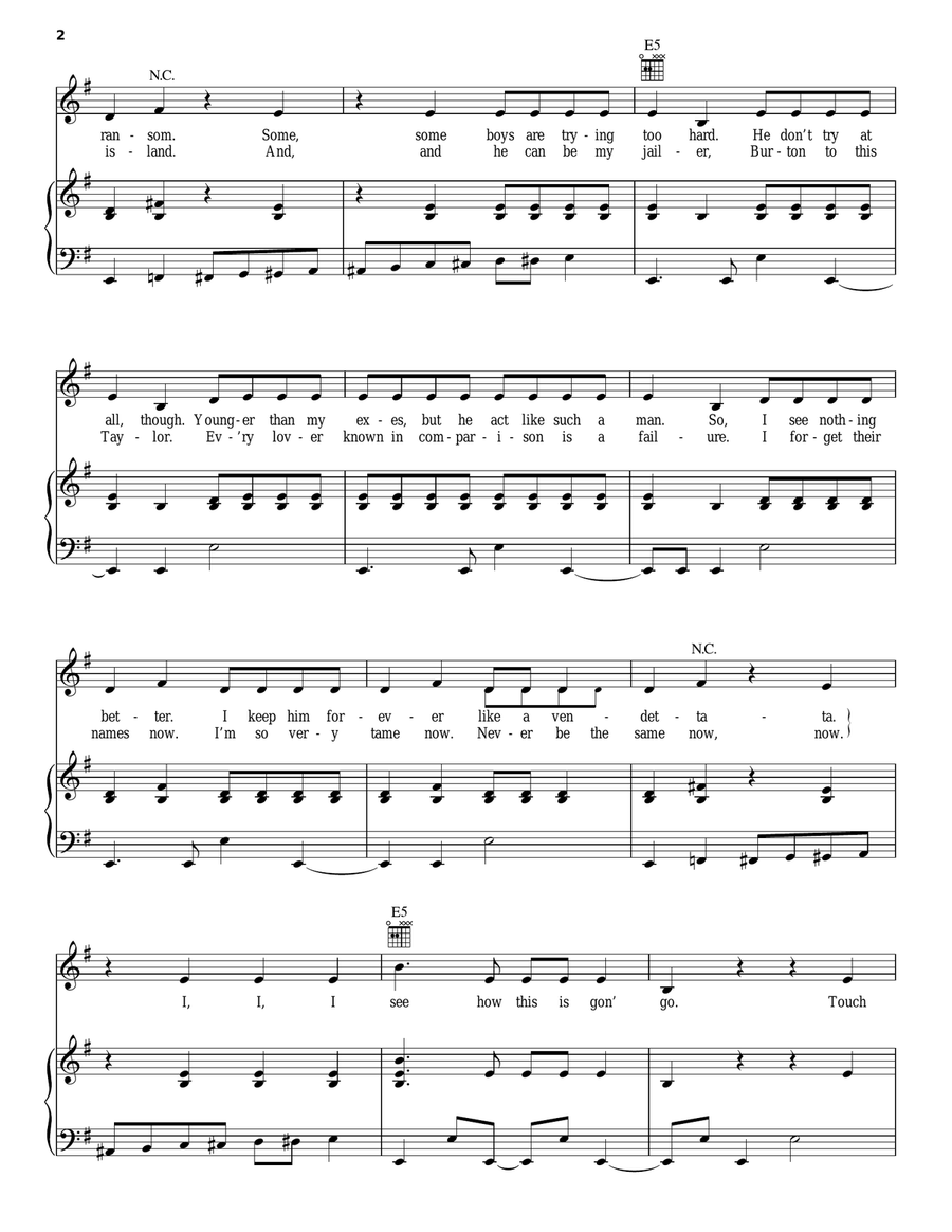 ...Ready for It? Piano, Vocal, Guitar scores gallery preview page 2