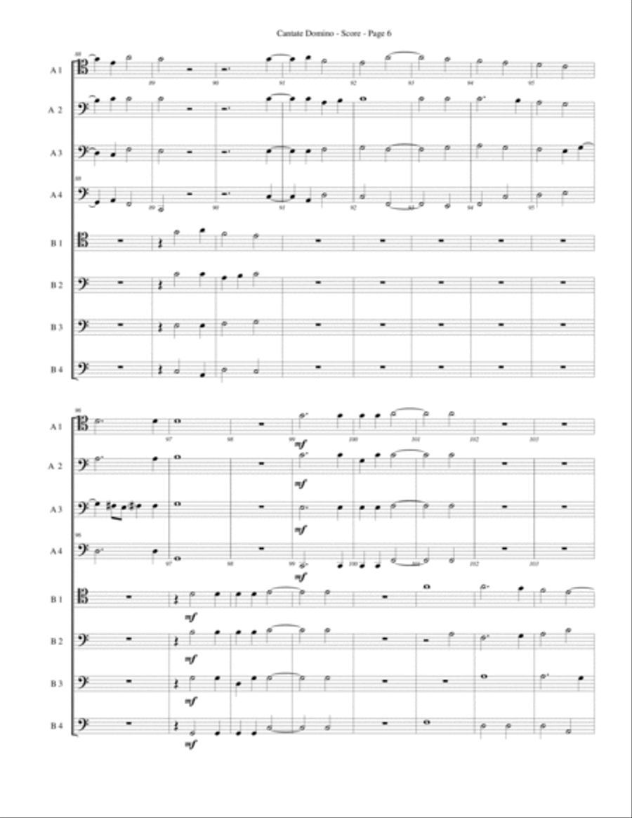 Cantate Domino for Trombone or Low Brass Octet Brass Ensemble scores gallery preview page 6