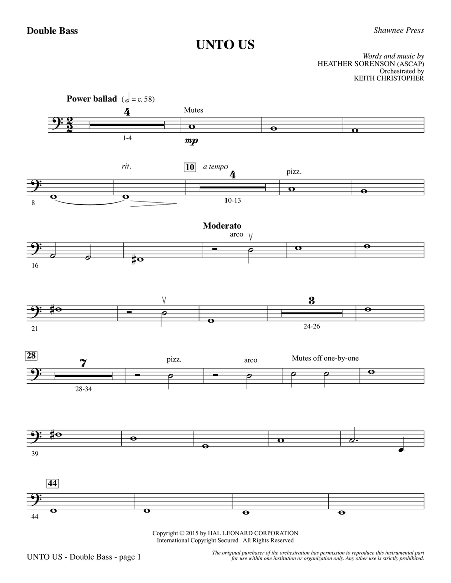 Unto Us - Double Bass