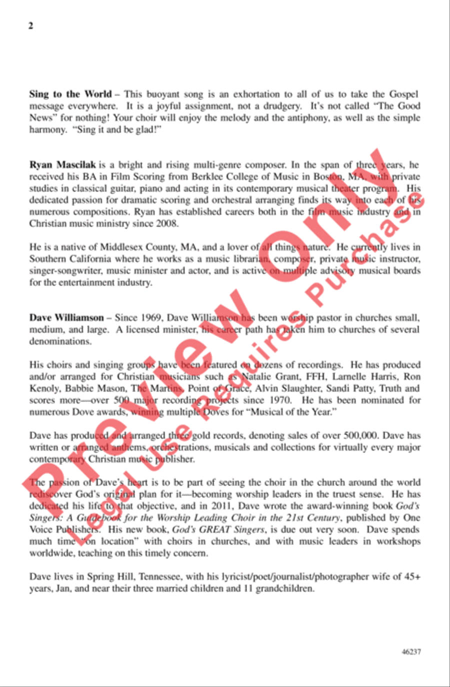 Sing to the World 4-Part scores gallery preview page 2