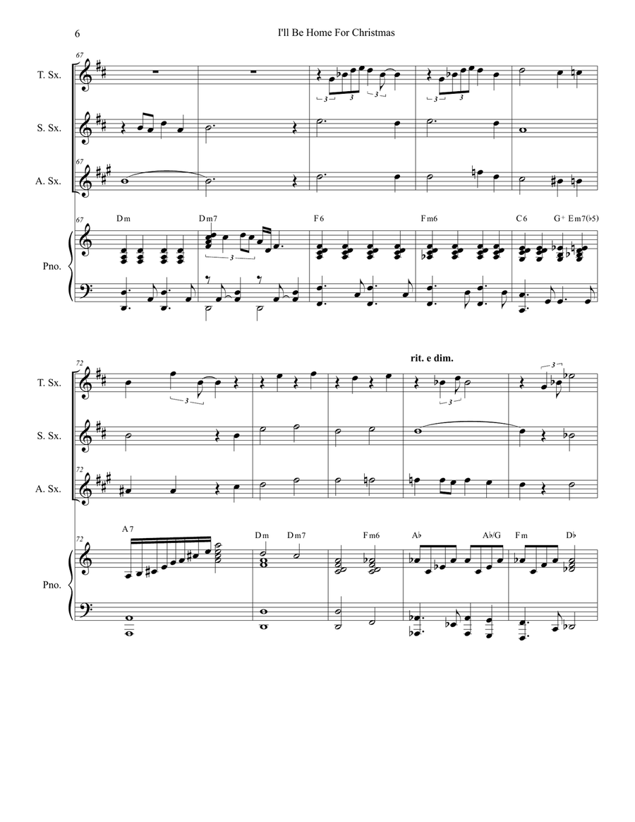 I'll Be Home For Christmas Woodwind Duet scores gallery preview page 6