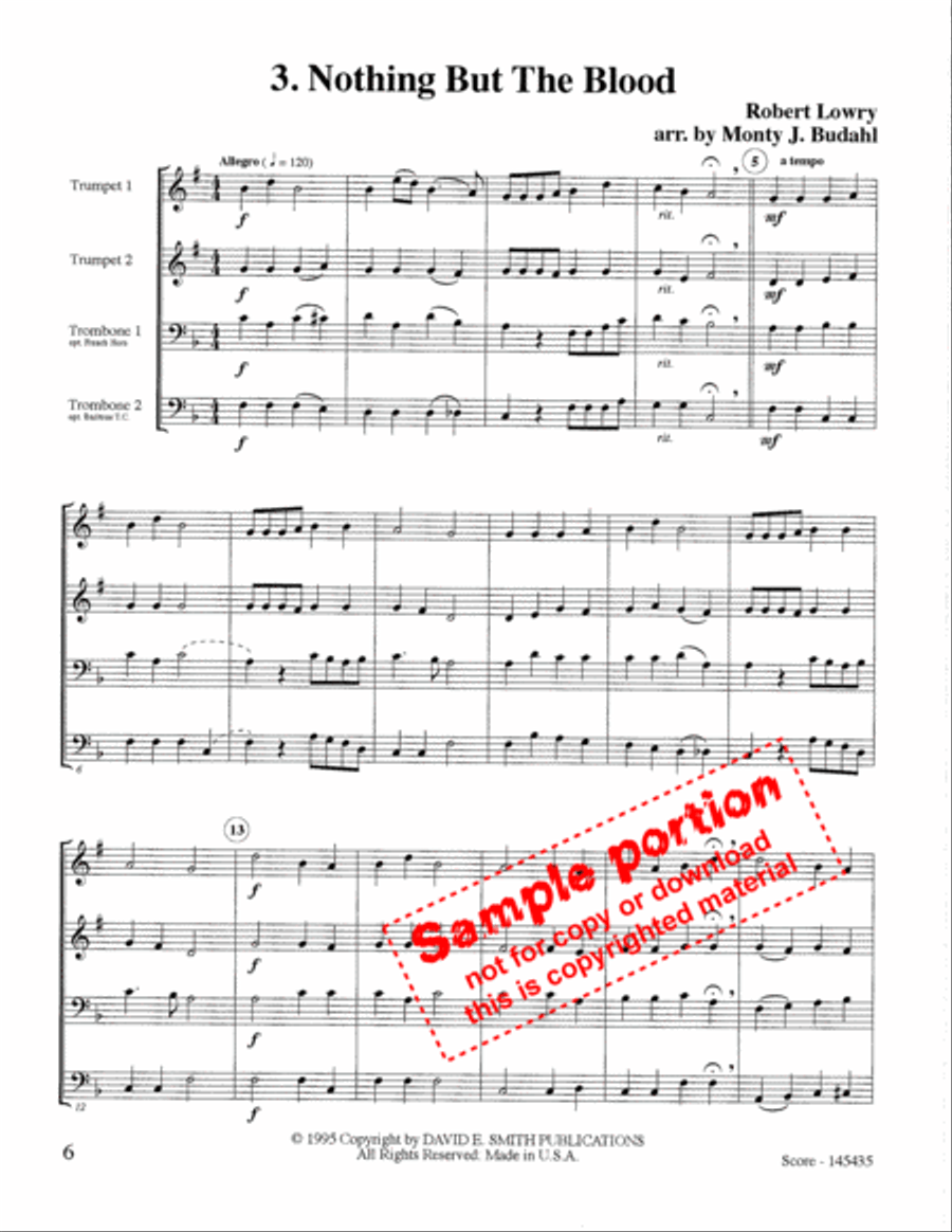Sacred Brass Quartet Collection Vol #1 Brass Quartet scores gallery preview page 4