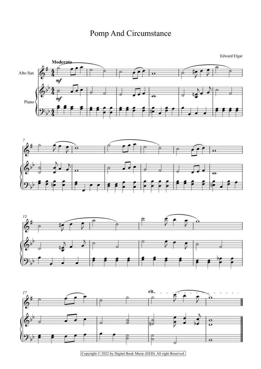 Pomp And Circumstance - Edward Elgar (Alto Sax + Piano)