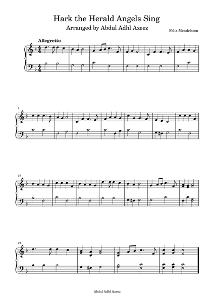 Hark The Herald Angels Sing Piano - Easy Beginner
