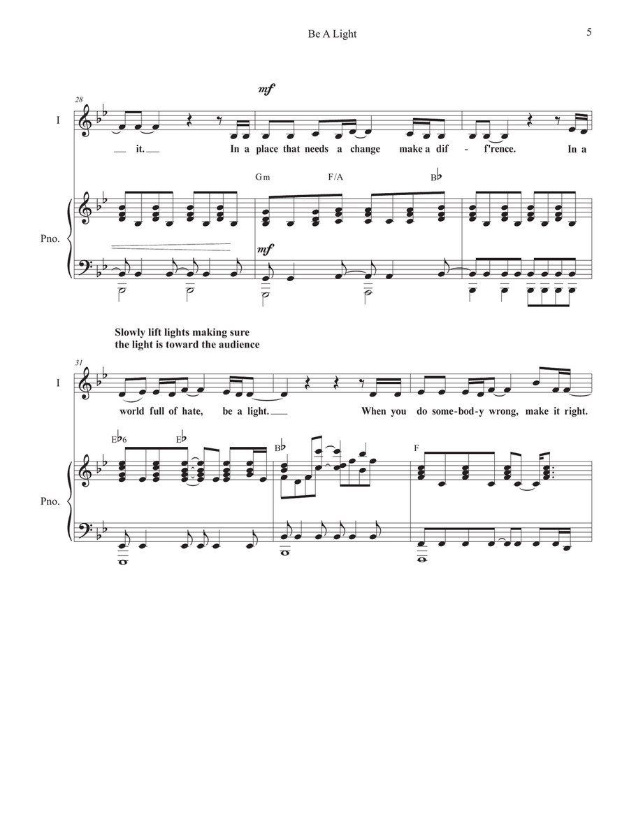 Be A Light Unison Choir scores gallery preview page 5