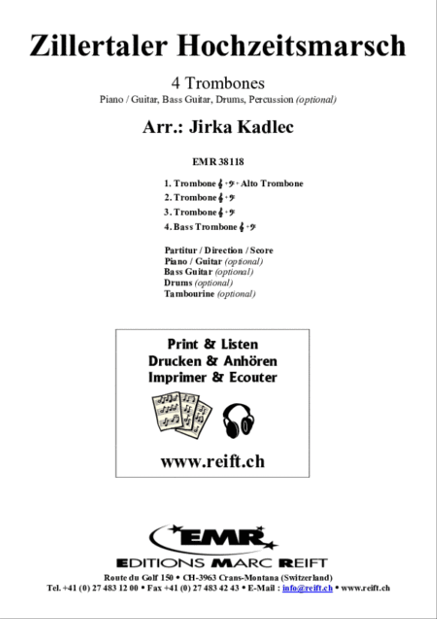 Zillertaler Hochzeitsmarsch Trombone Quartet scores gallery preview page 2
