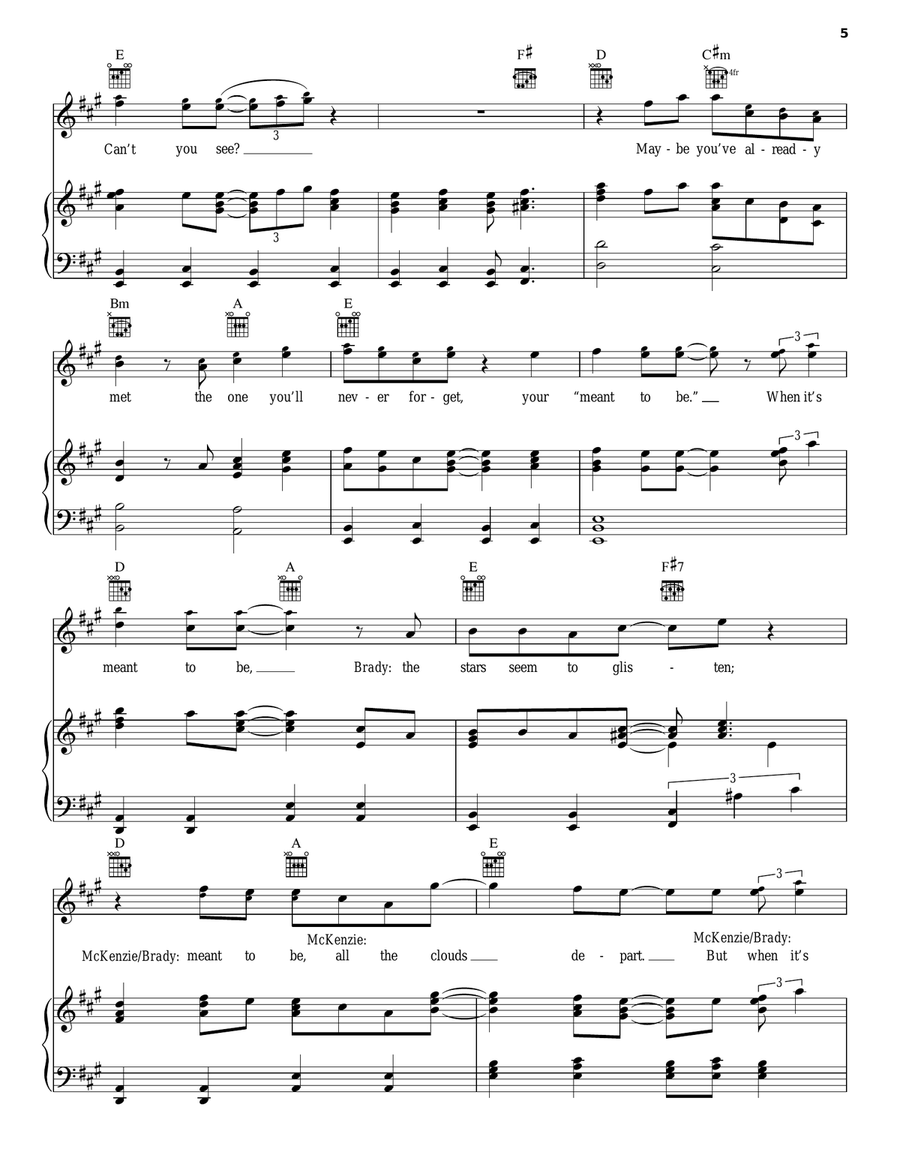 Meant To Be Piano, Vocal, Guitar scores gallery preview page 5