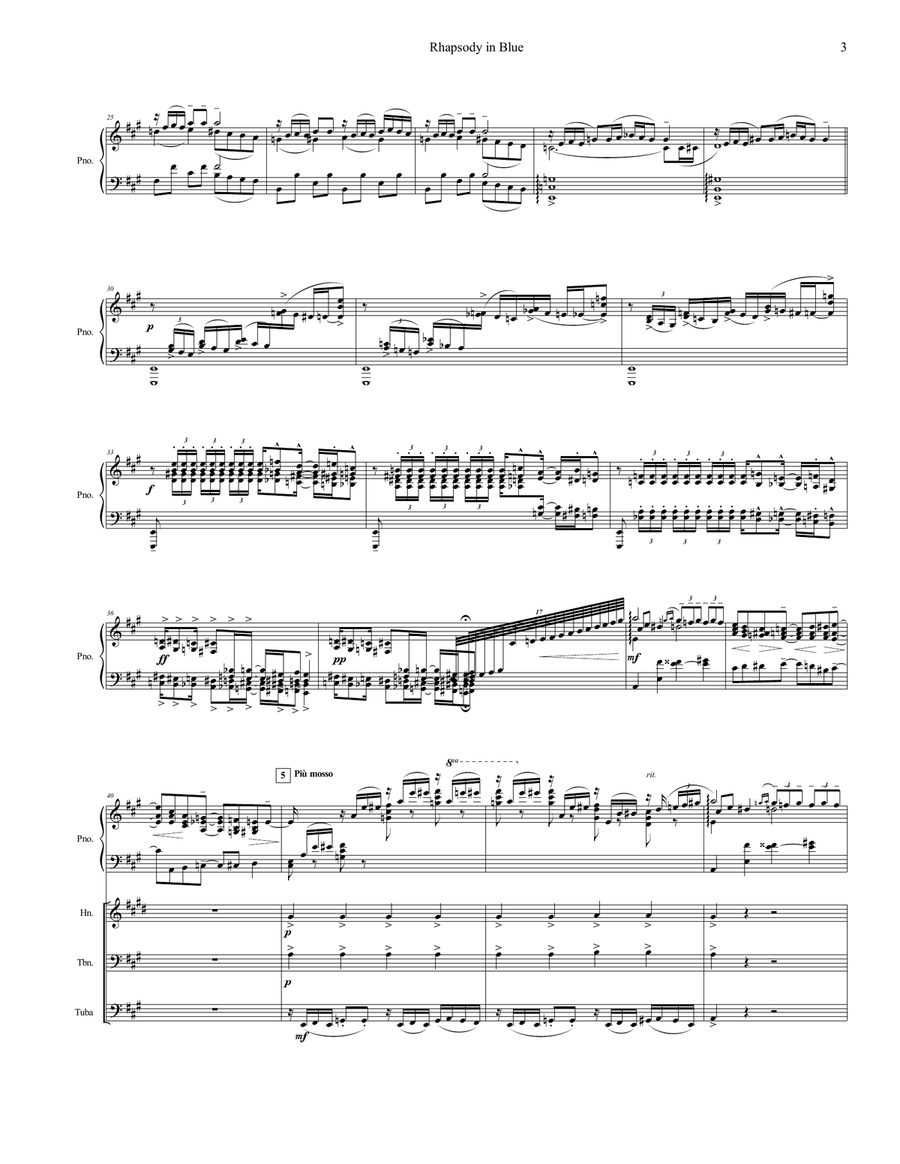 Rhapsody in Blue - Brass Quintet and Piano Brass Quintet scores gallery preview page 4