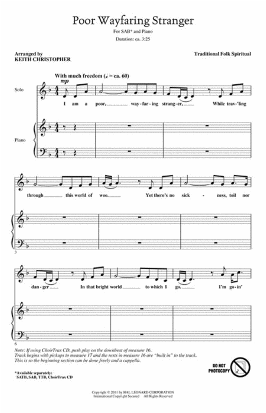 Poor Wayfaring Stranger 3-Part scores gallery preview page 2