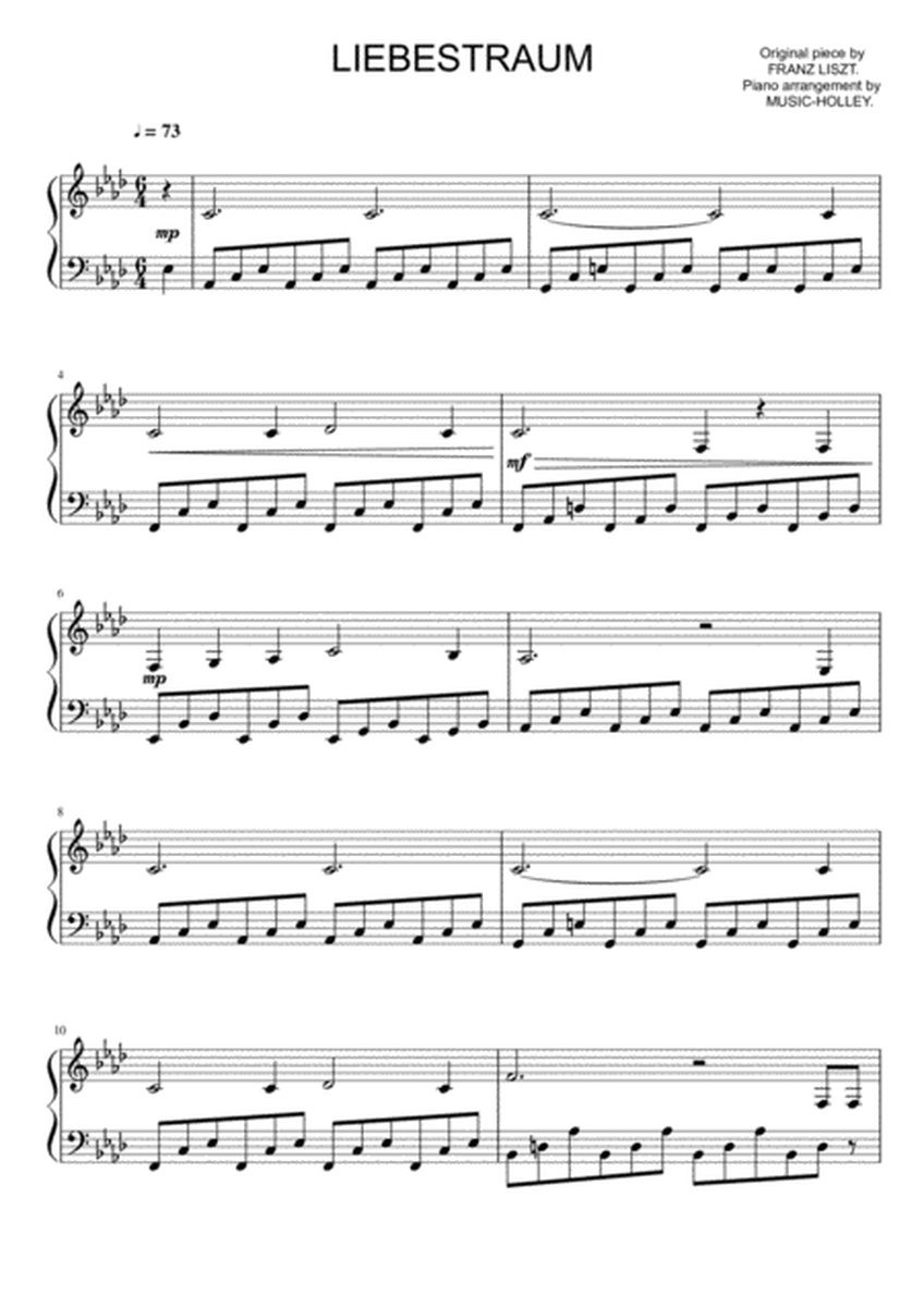 Lizst - Liebestraum (easy piano sheet) image number null