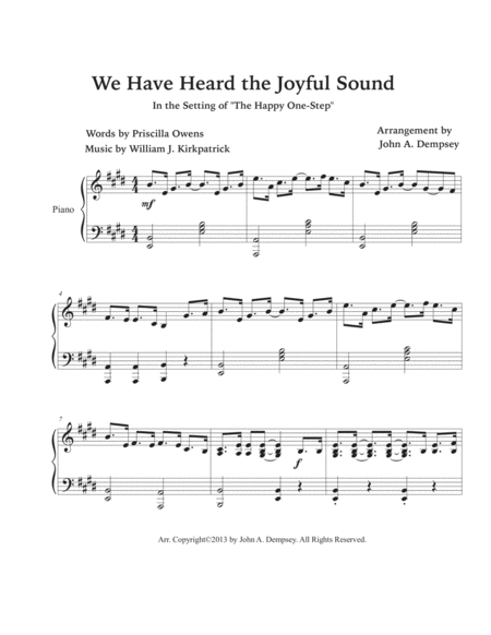 We Have Heard the Joyful Sound (Jesus Saves): Piano Solo image number null