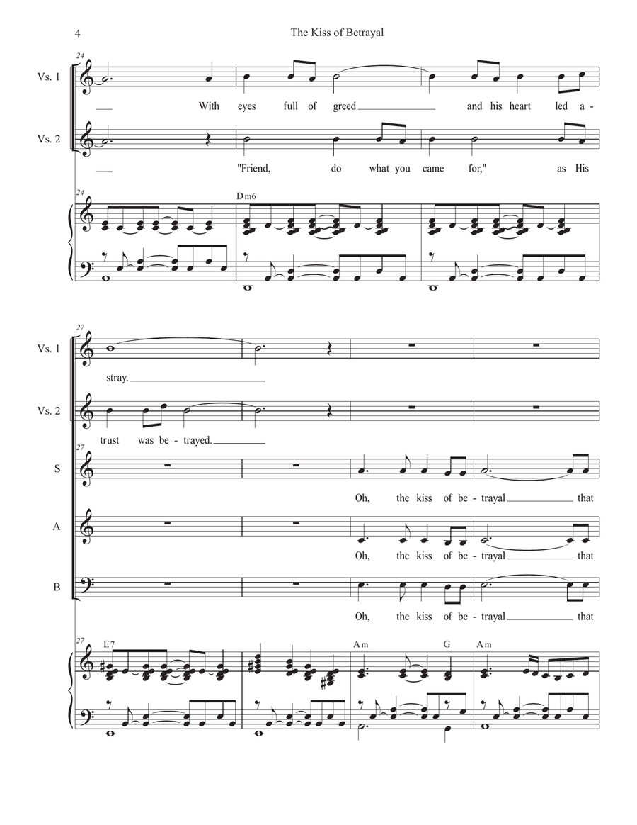 The Kiss of Betrayal (SAB) 3-Part scores gallery preview page 4