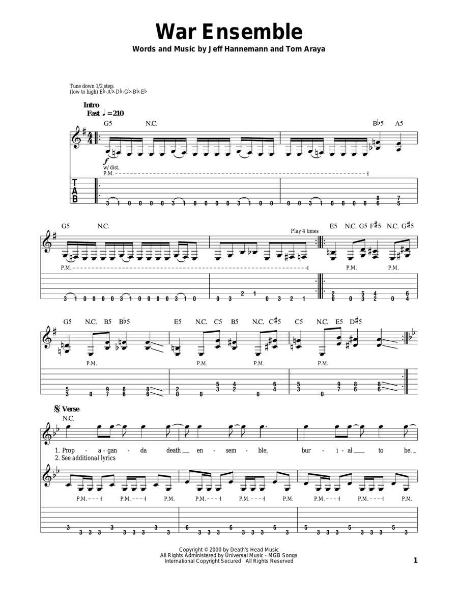 War Ensemble Electric Guitar scores gallery preview page 1