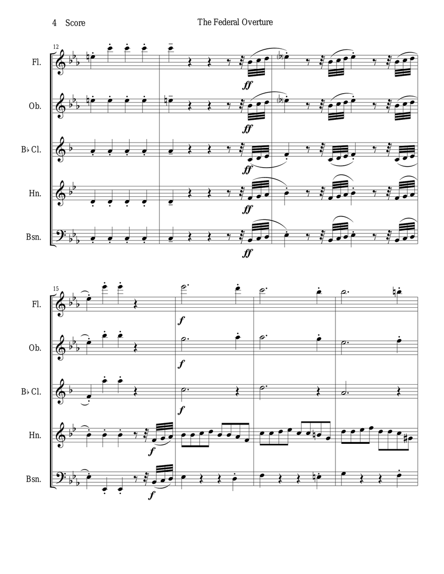 1794! Federal Overture for Woodwind Quintet Woodwind Quintet scores gallery preview page 4
