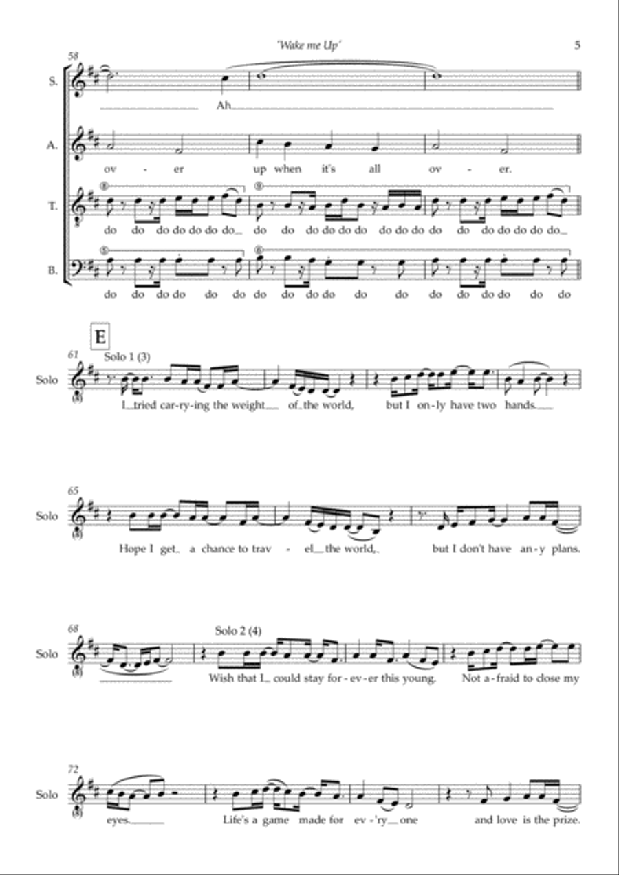 Wake Me Up 4-Part scores gallery preview page 5