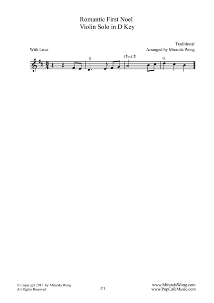 Romantic First Noel - Lead Sheet in D Key (With Chords) Large Ensemble scores gallery preview page 1