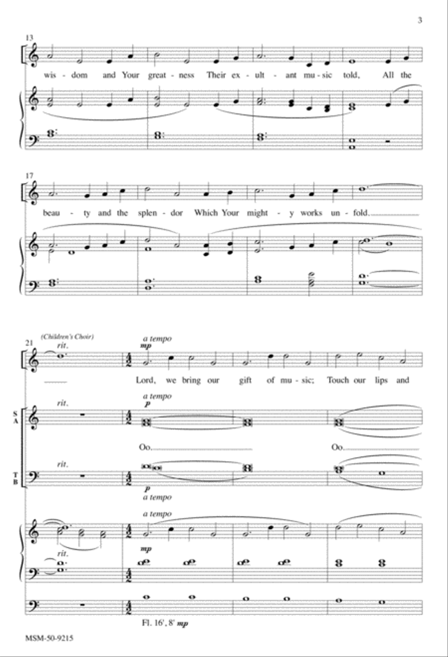 Lord, We Bring Our Gift of Music 4-Part scores gallery preview page 3