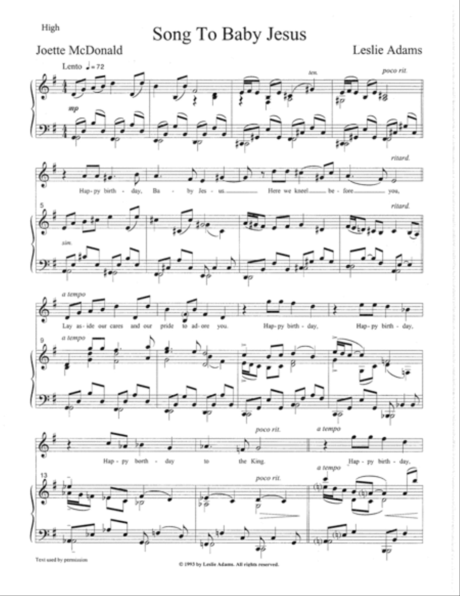 [Adams] Song to Baby Jesus (from Daybirth) Voice scores gallery preview page 5