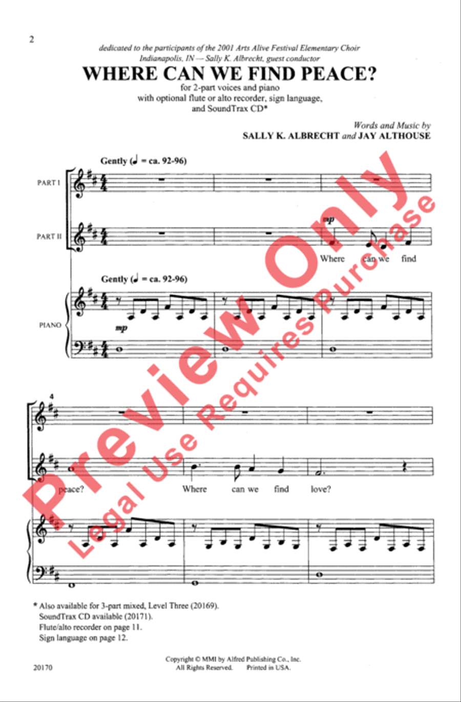 Where Can We Find Peace? 2-Part scores gallery preview page 2