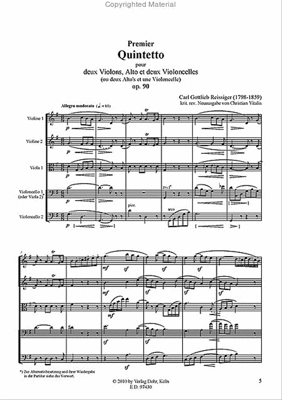 Streichquintett für zwei Violinen, Viola und zwei Violoncelli oder zwei Violinen, zwei Viole und Violoncello G-Dur op. 90 (1833) String Quintet scores gallery preview page 2