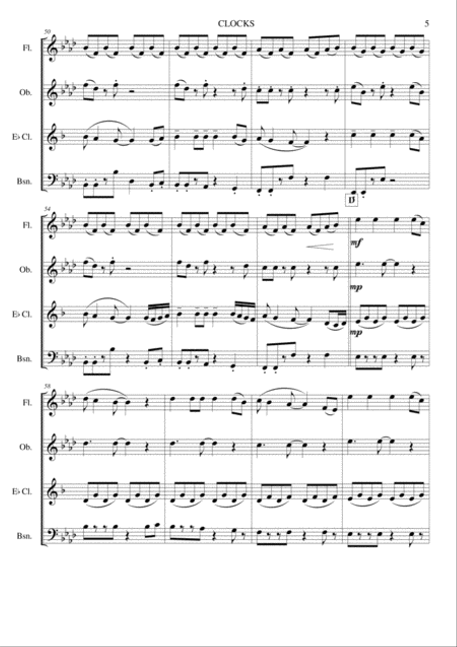 Clocks Clocks Woodwind Quartet scores gallery preview page 6
