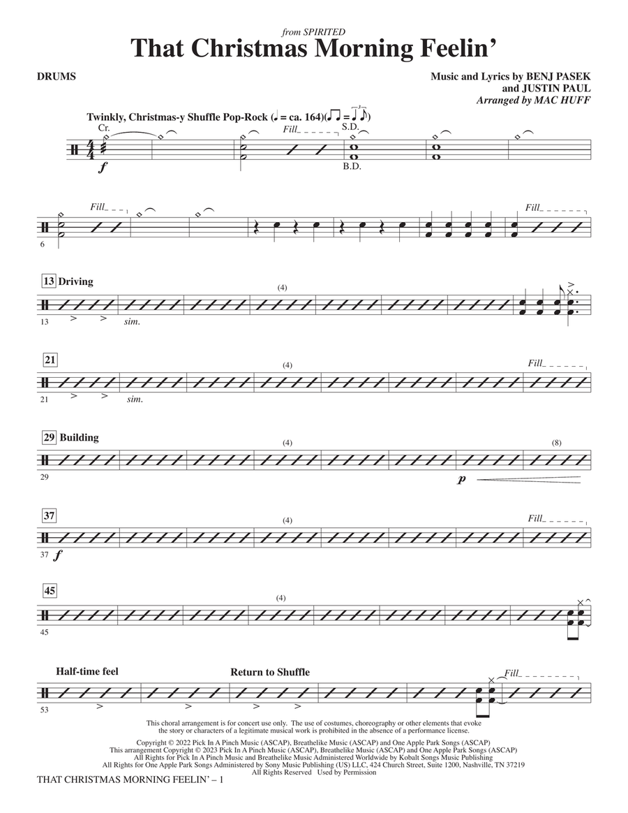That Christmas Morning Feelin' (arr. Mac Huff) - Drums