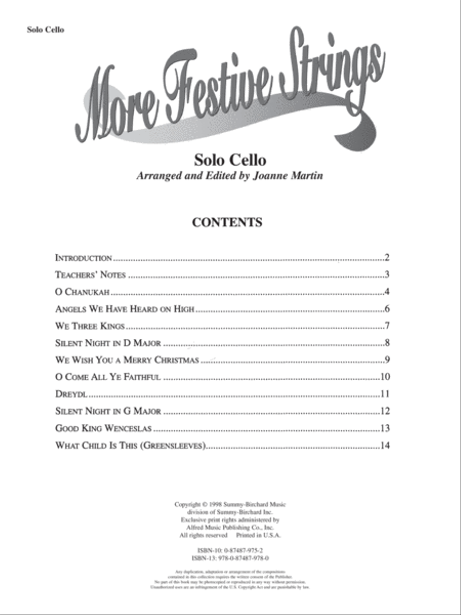 More Festive Strings for Solo Instruments Cello Solo scores gallery preview page 2
