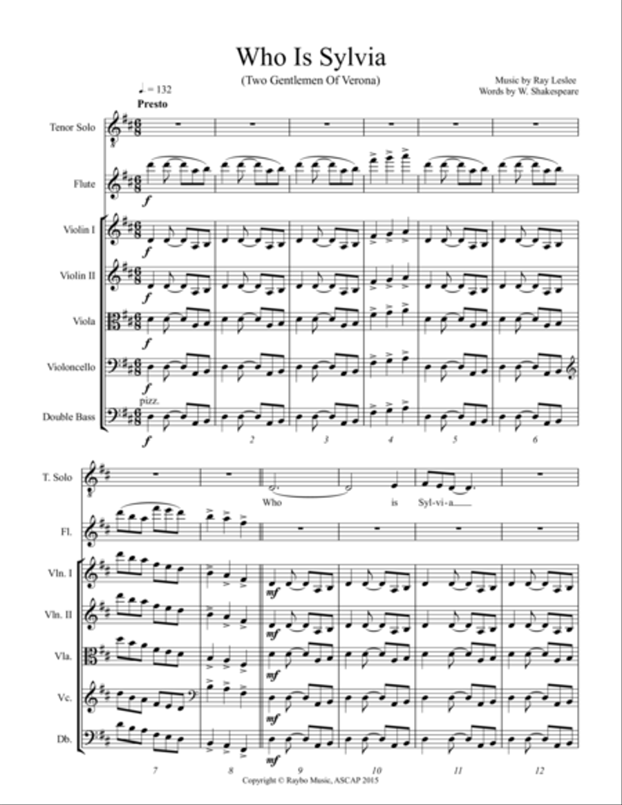 Who Is Sylvia String Orchestra scores gallery preview page 1