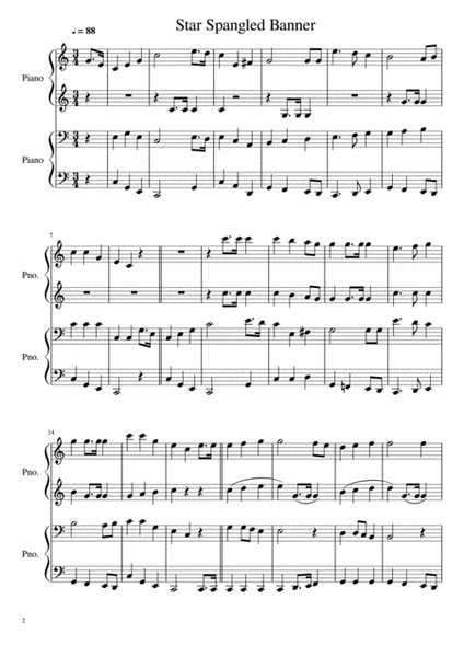 Star Spangled Banner - 4 hands 1 piano image number null