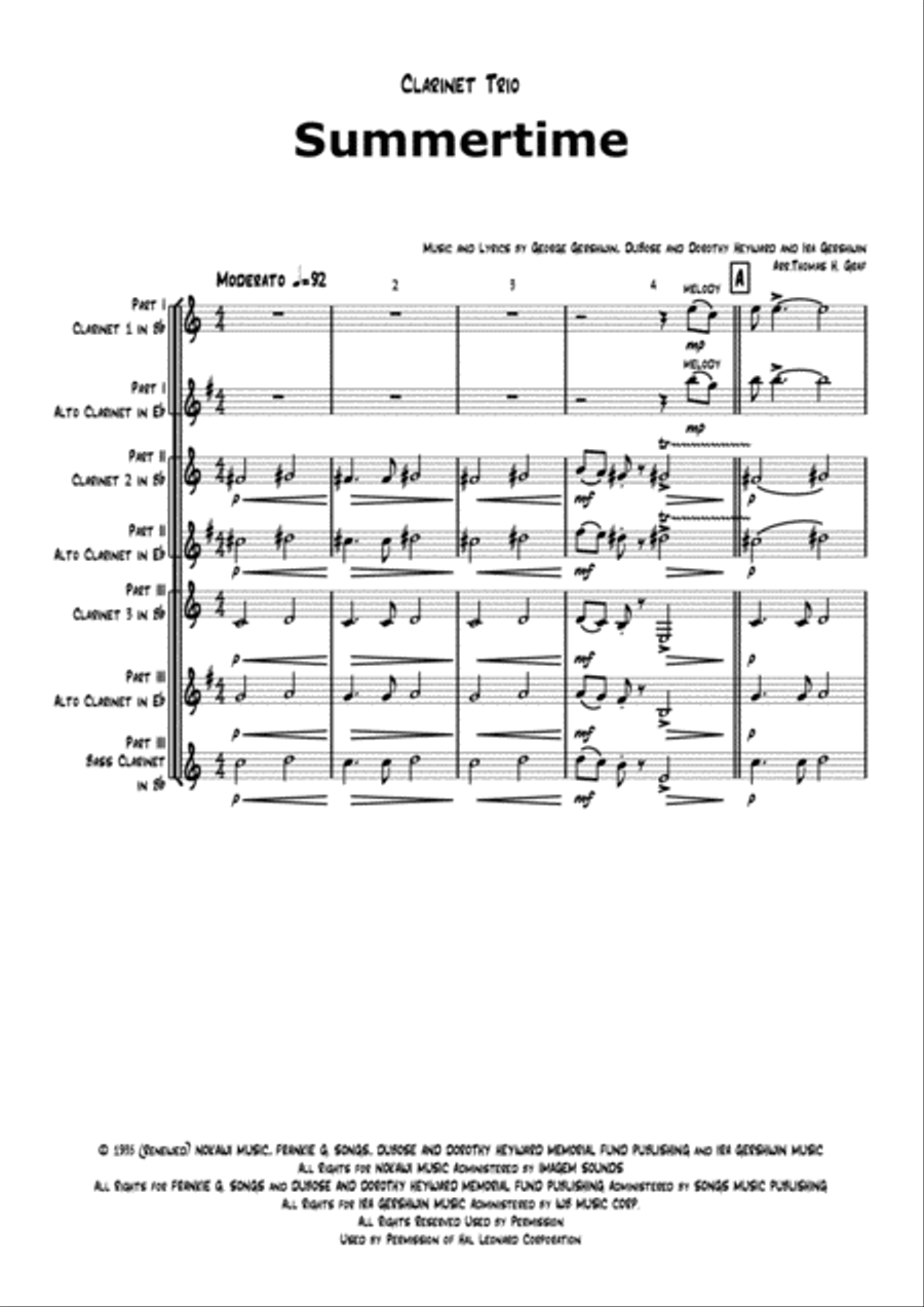 Summertime Woodwind Trio scores gallery preview page 1